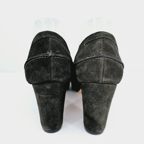 Nara Shoes Tasseled Penny Loafer Pumps 8.5 Dark Green Block Heel Leather Preppy - Picture 7 of 14